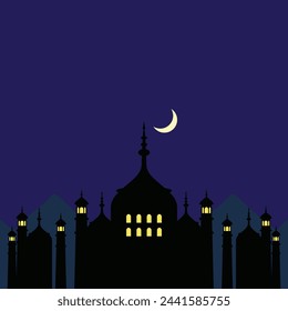 Eid Al Fiter Mosque with background vector 