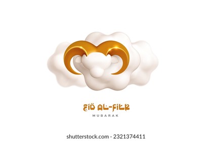 Eid al Fitr or Eid al Adha mubarak vectoe background. 3d vector sheep icon. Greeting card, baner, template with cute sheep for arabic muslim holiday.