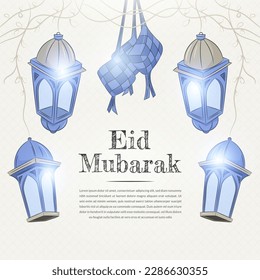 Fondo de Eid al Fitr con estilo dibujado a mano y adorno islámico de Ramadán