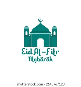 Eid al - fitr design background with mosque icon on white background. Eid munarak.