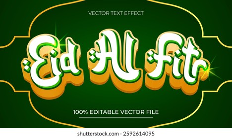 Eid al Fitr Editable Text Effect 3 Dimension Emboss Luxury Gold and Green Color Style