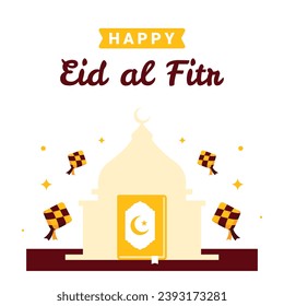 Eid Al Fitr Flat Illustration Design Template