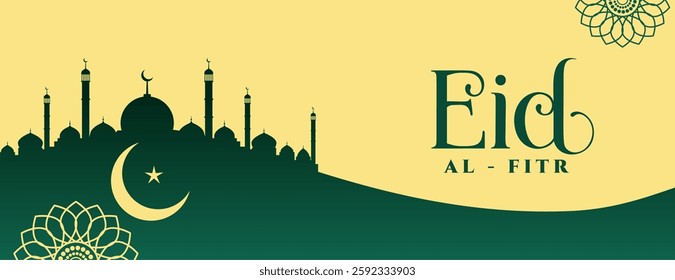 eid al fitr greeting banner in islamic theme vector
