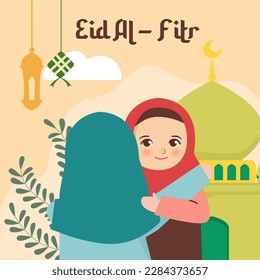 Eid al fitr greeting vector illustration