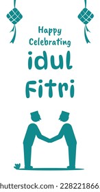 Eid al fitr greeting with vertical format for social media status or story. 