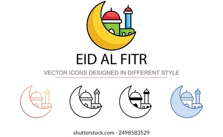 Eid Al Fitr icon design with white background stock illustration