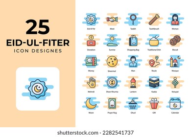 Eid al Fitr icons, Related Objects and Elements. Vector Illustration Collection. creative Icons Set. stock illustration.