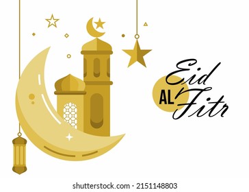 Eid al fitr illustration with vector file for your creative design 