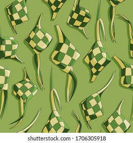 Eid al fitr ketupat rice cake seamless pattern