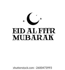 Eid al fitr mubarak .eid banner, poster, greeting card, cover design with mosque, crescent moon, stars and typography in flat geometric style.