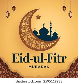 Eid al fitr mubarak greeting, Islamic ornament template for background,Eid Mubarak Arabic Calligraphy. Islamic Eid Fitr Adha Greeting Card design.