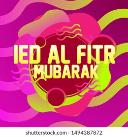 eid al fitr mubarak has mean muslim event, beautiful greeting card background or banner with violet theme. vector design illustration