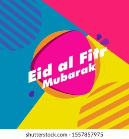 Eid al fitr mubarak has mean muslim event, , beautiful greeting card background or template banner with colorful theme. design illustration