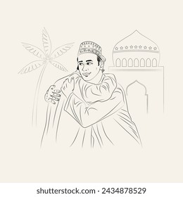 Eid al Fitr Mubarak Eid Hug Illustration