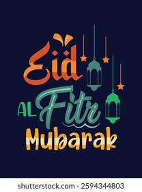 Eid al fitr mubarak lettering t shirt vector design