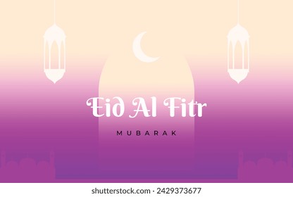 Eid Al Fitr mubarak modern style banner background, greeting card