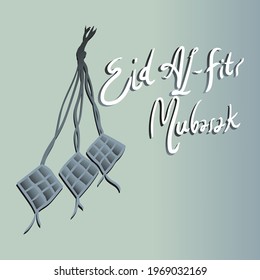 Eid al fitr mubarak vector design. Ketupat vector illustration.