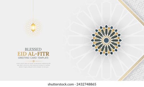 Eid al Fitr ornamental greeting card background with Arabic pattern and decorative ornament