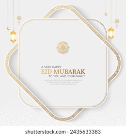 Eid al Fitr ornamental greeting card with Arabic pattern and decorative frame	
