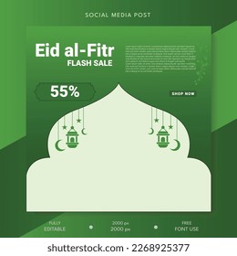 Eid al fitr post template. Social media post template. 
