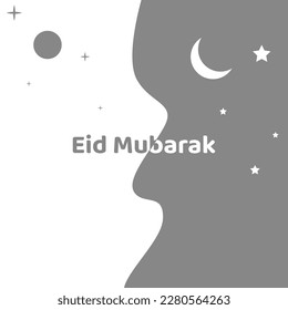 Eid al fitr poster in black and white colors.