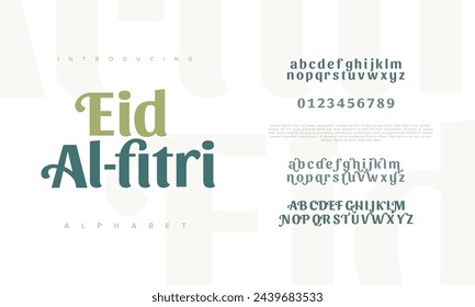 Eid al fitr premium luxury arabic alphabet letters and numbers. Elegant islamic typography ramadan wedding serif font decorative vintage. Creative vector illustration