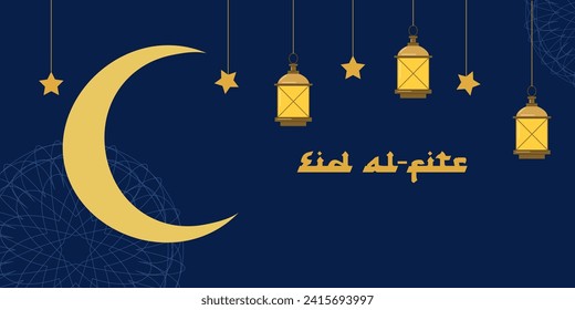 Eid al Fitr Ramadan Bayram end fast. Website Flyer banner design. Vector illustration.