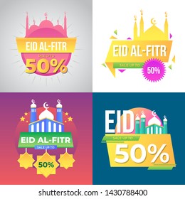 Eid Al Fitr Sale Banner Design Vector Illustration