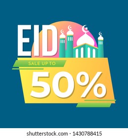 Eid Al Fitr Sale Banner Design Vector Illustration
