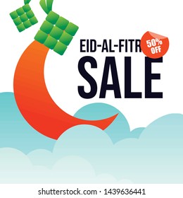 Eid Al Fitr Sale Vector Illustration for Banner and Poster Design