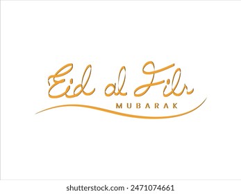 Eid al Fitr script typography on white background, Gold typography