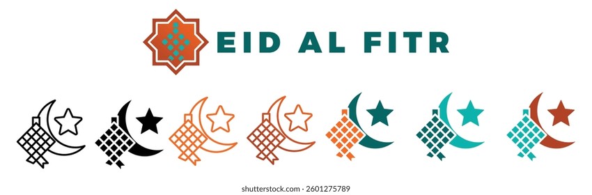 Eid al Fitr vector icons design in different style