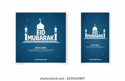 Eid al Mubarak calligraphy, typography, social media post and story banner template vector