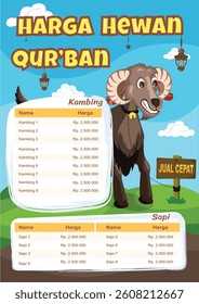 Eid al-Adha Animal Price List Poster - Goat and Cow for Qurban Sale