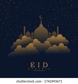 Eid al-Adha el fondo de la mezquita en las nubes