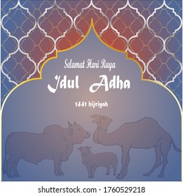 Eid al-Adha background template with animal ornaments and abstrack