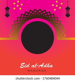 Eid al-Adha banners are modern and minimalist red colors