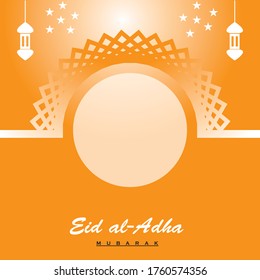 Eid al-Adha banners are modern and minimalist orange colors