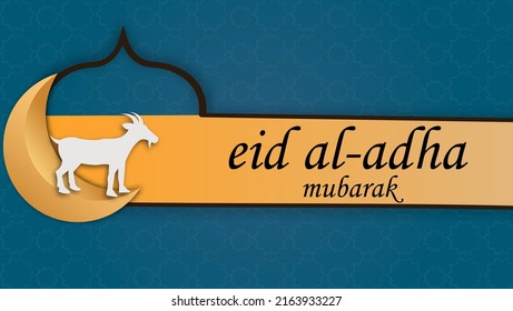 Eid al-Adha calligraphy design with goat and moon decoration