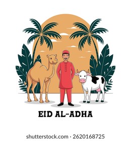 Eid al-Adha Celebration with Animals and People.