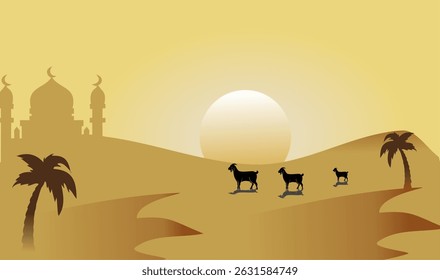 Eid al-Adha Celebration. Eid al-Adha greeting card. Eid al-Adha theme. Vector illustration.