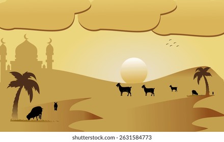 Eid al-Adha Celebration. Eid al-Adha greeting card. Eid al-Adha theme. Vector illustration.