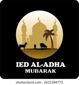 Eid al-Adha Celebration. Eid al-Adha greeting card. Eid al-Adha theme. Vector illustration.