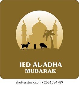 Celebração de Eid al-Adha. Cartão de saudação Eid al-Adha. Tema de Eid al-Adha. Ilustração vetorial.