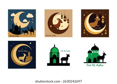 Eid al-Adha Celebration Islamic Holiday Illustrations