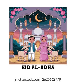 Eid al-Adha Celebration with Kids and Goats.