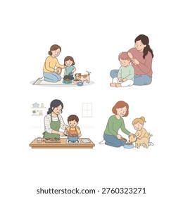 Eid al-Adha children playing and learning together illustration