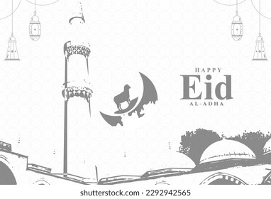 Ilustración vectorial de diseño de Eid al-Adha. Antecedentes islámicos y árabes para el Festival de la Comunidad Musulmana. Ilustración vectorial eps 10