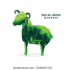 Eid al-adha greeting card for muslim holiday background