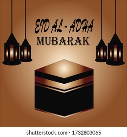Eid al-Adha greeting cards in black and brown vector illustration illustrator